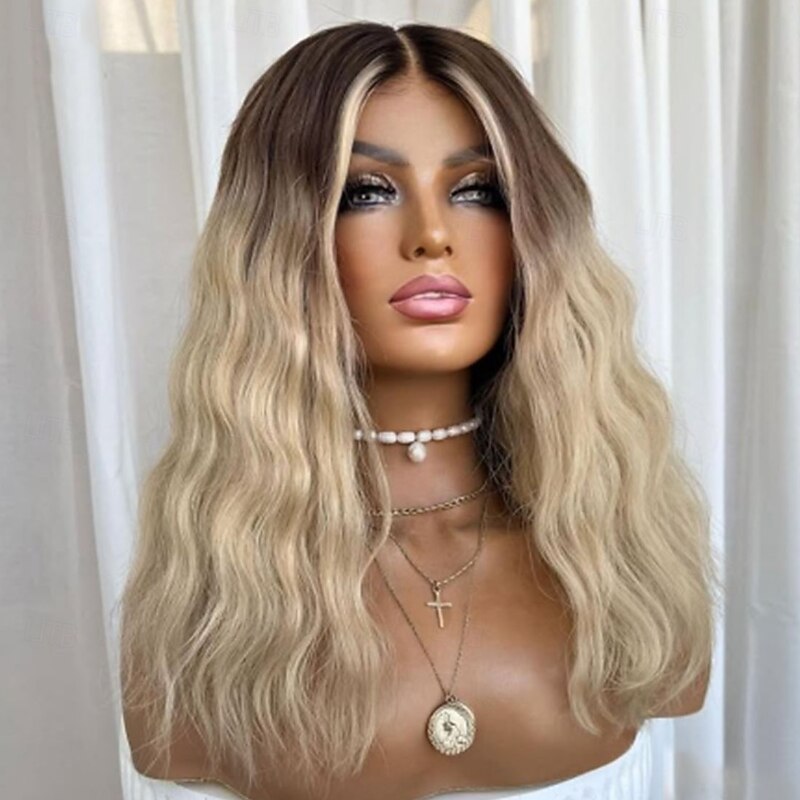 Remy Human Hair 5x5 Closure 13x4 Lace Front Wig Short Bob Brazilian Hair Natural Wave Blonde Wig 130% 150% Density with Baby Hair Ombre Hair 100% Virgin Glueless Pre-Plucked For Women Medium Length3