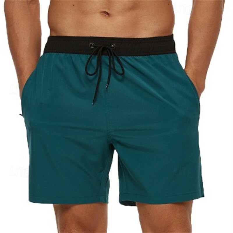 Men's Active Shorts Sweat Shorts Shorts Summer Shorts Pocket Drawstring Elastic Waist Plain Comfort Short Sports Outdoor Daily Going out Fashion Casual Lake blue Wine Micro-elastic4