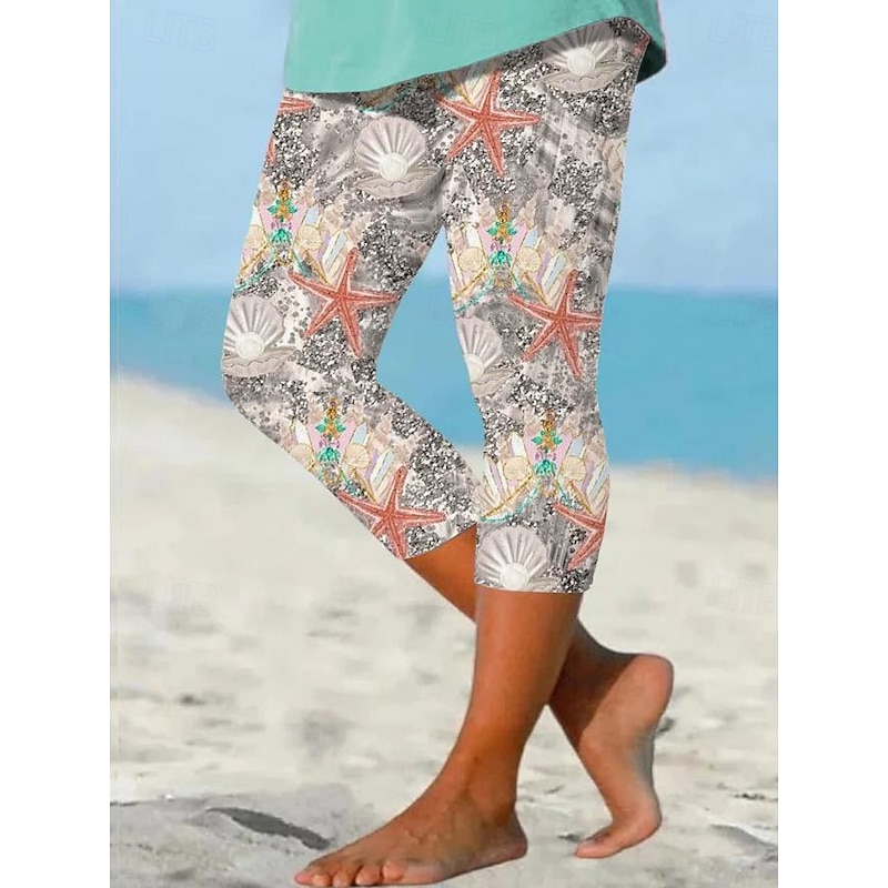 Women's Leggings Capri Pants High Elasticity Fashion Streetwear Full Length High Waist Floral Printing Thermal Warm Breathable Soft  Outdoor Daily Buff Summer Spring Regular Fit