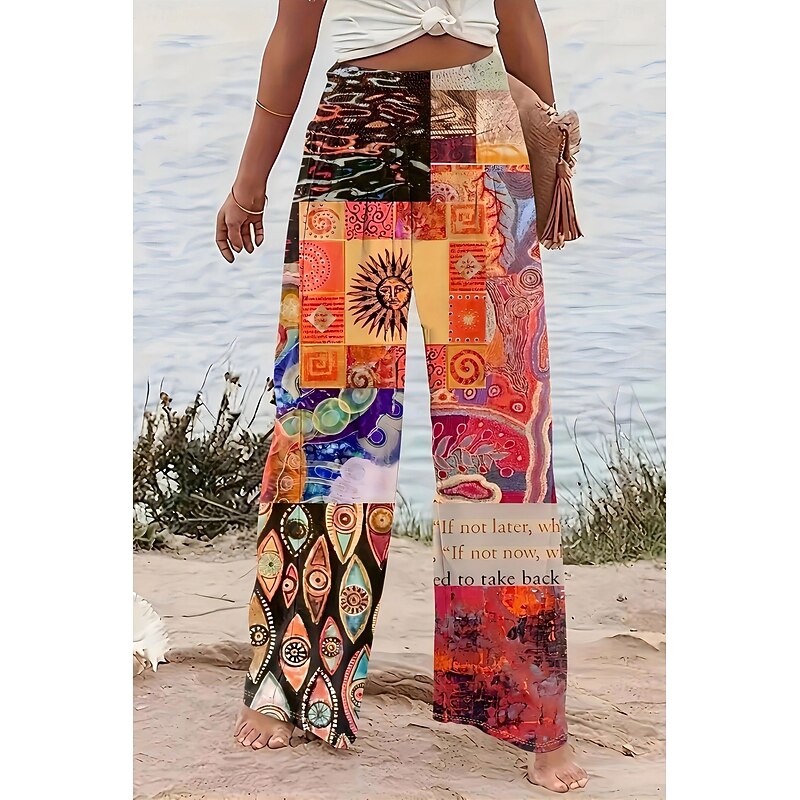 Women's Cropped Pants Casual Full Length Natural Printing Comfortable Micro-elastic Casual Daily Pink Blue Orange Spring Loose Fit2