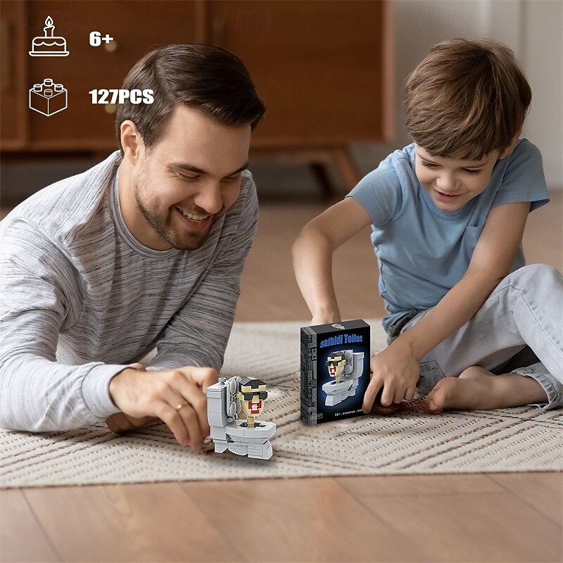 Skibidi Action Toilet Figures Building Set Horror Cartoon Movies Character Figure for Birthday Party Cake Topper and Parties Decorations(127pc)2