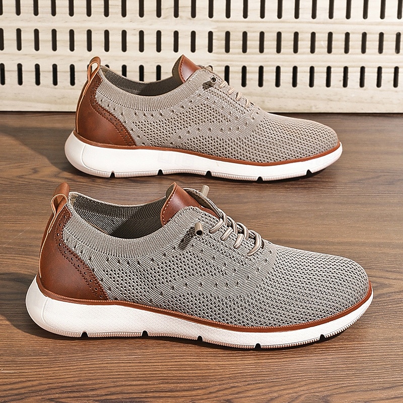 Men's Breathable Knit Sneakers with Faux Leather Accents – Stylish Lightweight Sport Shoes for Casual Wear and Everyday Comfort3