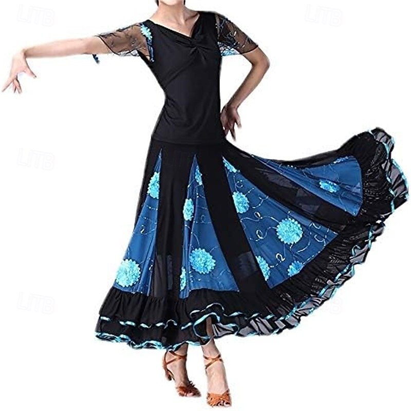 Elegant Ballroom Dance Latin Party Long Skirt Competition Dress4