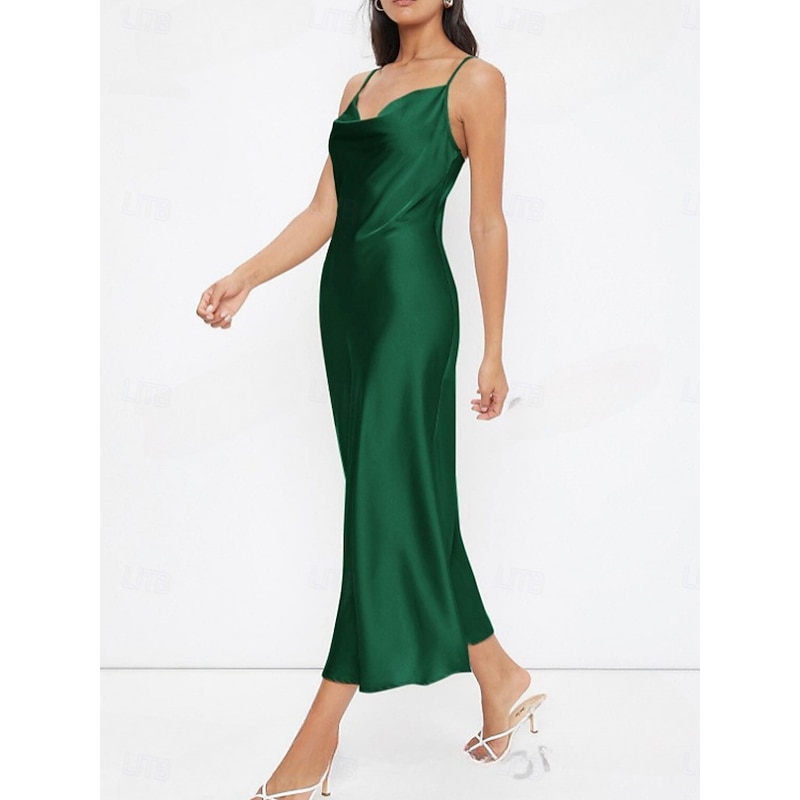 Women's Midi Dress Boho Chic Dresses Bohemia Stylish Sexy Loose Fit Solid Color Sleeveless Strap Light Green Wine Purple Green Summer