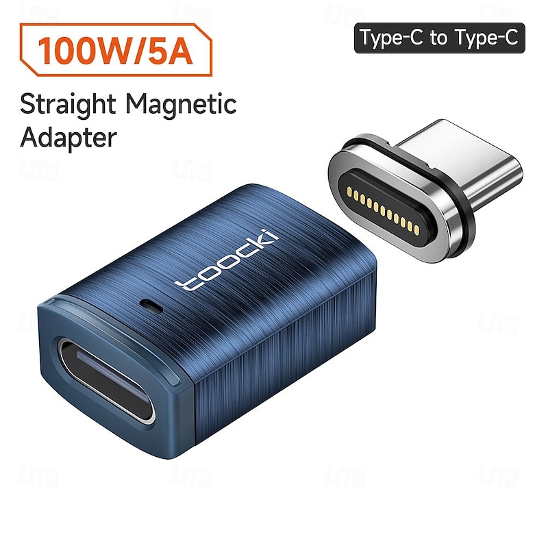 Toocki 100W USB-C To Type-C Magnetic Adapter 2 in 1 PD Fast Charging Type-C Connector Data Sync 90 Degree USB-C Magnet Converter2