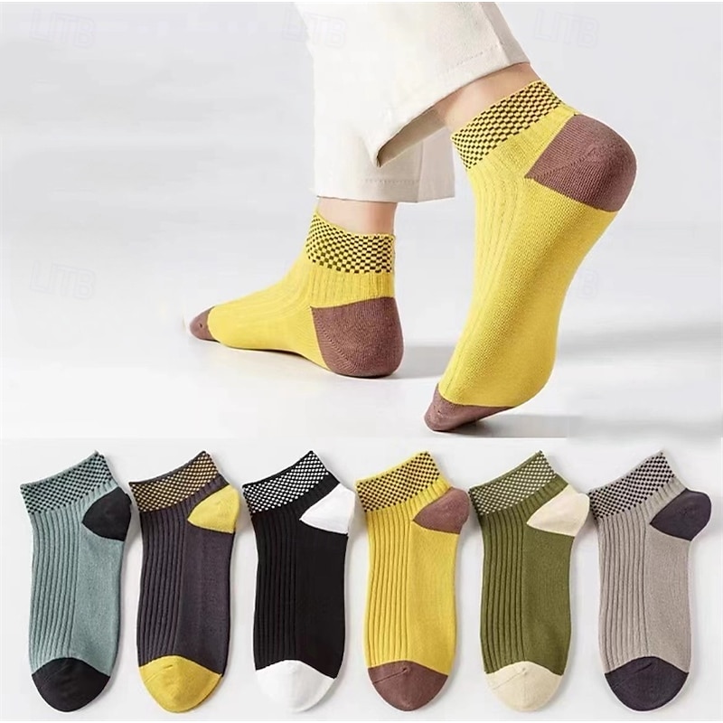 Men's 5 Pairs Multi Packs Socks Running Socks Casual Socks Rainbow Color Color Block Vacation Sports & Outdoor Daily Basic Medium Spring Fall Fashion Casual3