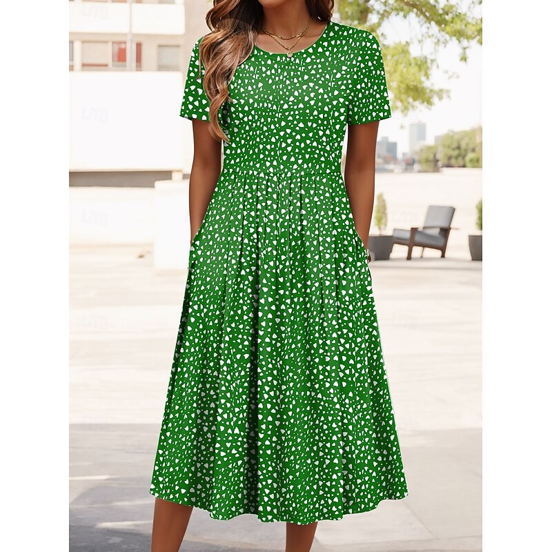 Women's Mini Dress Petite Dress T Shirt Dress Tee Dress A Line Dress Summer Dress Vacation Stylish Casual Vacation Daily Regular Fit Graphic Polka Dot Short Sleeve Crew Neck Red Blue Green2