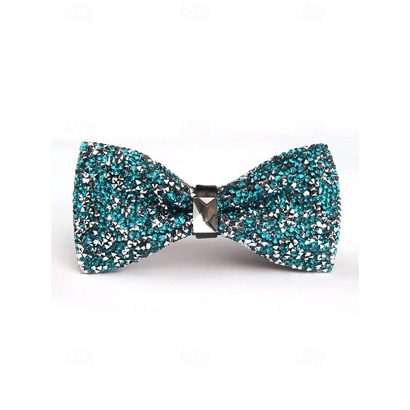 Men's Gold Rhinestone Bow Tie – Elegant Formal Accessory with Crystal Details, Perfect for Weddings, Parties and Special Occasions