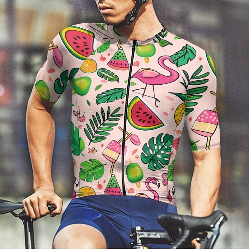 Men's Cycling Jersey Fruit Short Sleeve Bike Tee Tshirt Jersey with 3 Rear Pockets Mountain Bike MTB Quick Dry Anatomic Design Wicking Breathable Sports Pink Clothing Apparel2