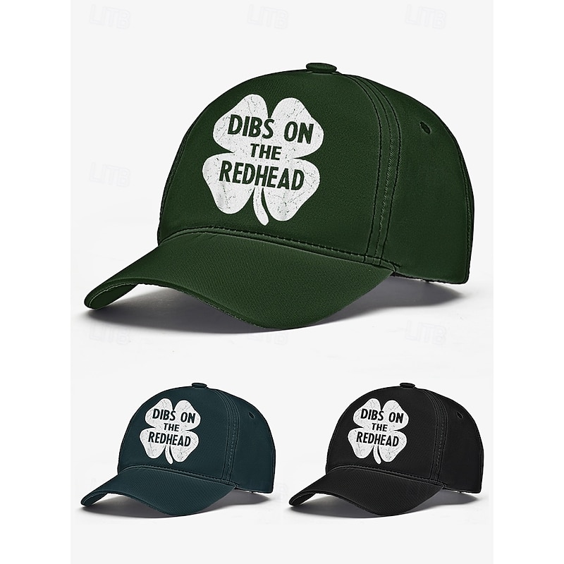 St. Patrick's Day Green Baseball Cap – 'Dibs on the Redhead' Shamrock Design for Men and Women