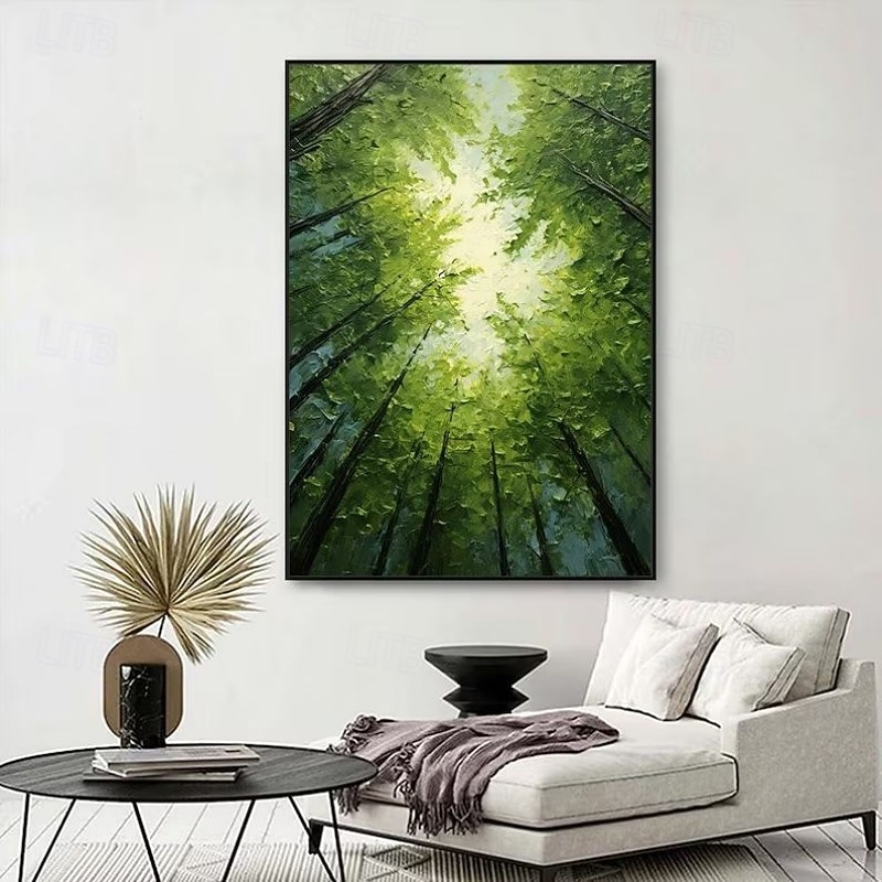 Handmade Oil Painting Canvas Wall Art Decoration Abstract Towering Trees Landscape for Home Living Room Decor Rolled Frameless Unstretched Painting2