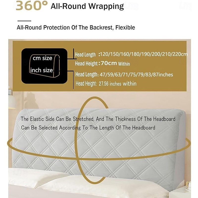 Thickened Bed Headboard Cover, Quilted Headboard Slipcover Twin/Queen/Full/King Velvet Dustproof Headboard Protector Bed Baskrest Cover Bedroom Decoration2