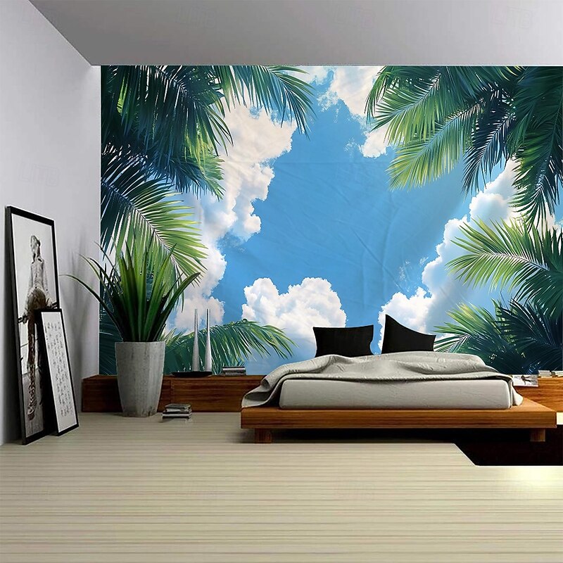 A Seaside Plant Landscape Hanging Tapestry Mural Art Large Tapestry Mural Decoration Photo Background Carpet Curtain Home Bedroom Living Room Decoration2