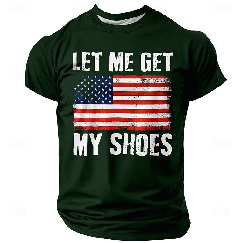 Veterans Day Men's Patriot Patriotic Veteran LET ME GET MY SHOES US Flag T Shirt Short Sleeve T shirt 3D Print Crew Neck Shirt Daily Military Street Daily Black Blue Green Summer Spring Clothing2