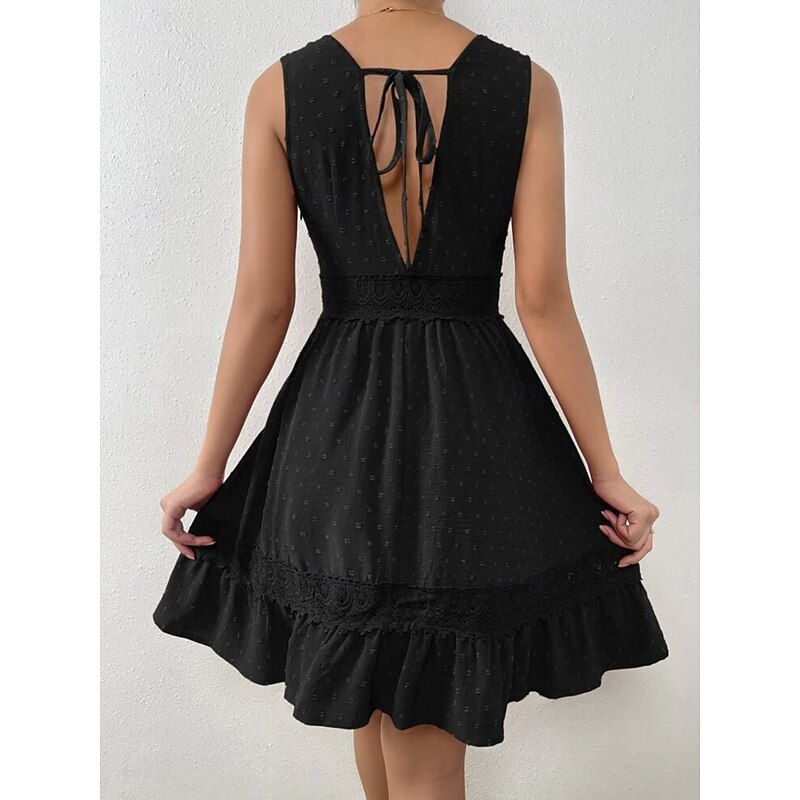 Women's Mini Dress White Dress Black Dress Graduation Dress Casual Dress Basic Casual Vacation Daily Regular Fit Plain Sleeveless V Neck Black White Summer2