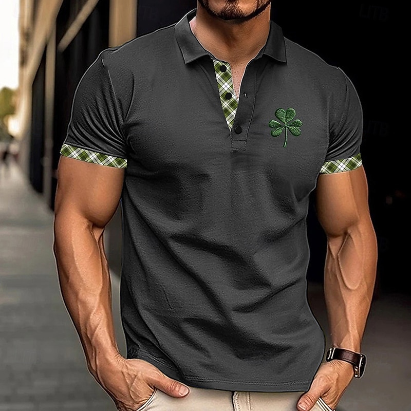 Men's Solid Color Polo Short Sleeve Polo Shirts Collared Shirts Business Casual School Outdoor Daily Wear Home Wear 3D Print Summer Green Dark Blue Gray3