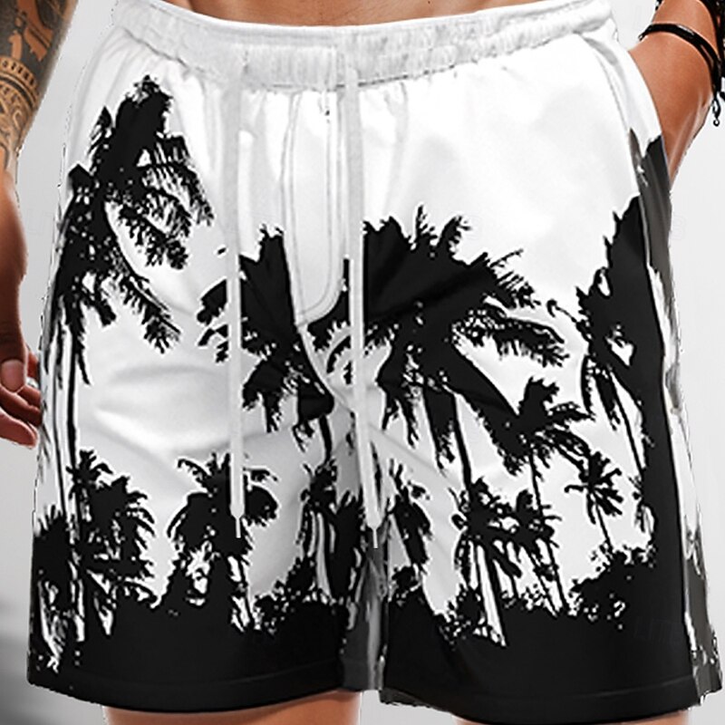 Men's Coconut Tree Tropical Plants Swim Shorts Board Shorts Swimming Trunks Mid Waist Streetwear Hawaiian Vacation Holiday Beach Wear Side Pockets Mesh Lining Elastic Drawstring Waist Designer2