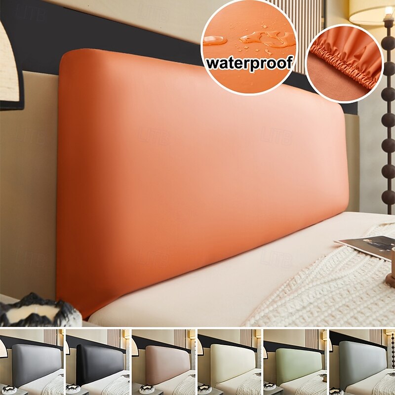 Waterproof Artificial PU Leather Headboard Cover Hotel Home Elastic All-inclusive Bed Head Back Bedside Protection Dust Cover