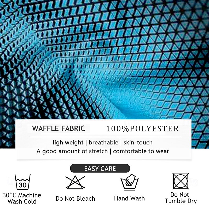Men's Geometic Waffle Polo Shirts Short Sleeve Polo Shirts Collared Shirts Business Casual Outdoor Dailywear Athleisure Buttons 3D Print Summer Blue / Black3