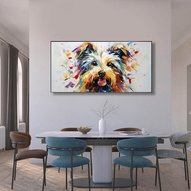 Handmade Oil Painting Canvas Wall Art Decoration Modern Abstract Cute Animal Puppy for Living Room Home Decor Rolled Frameless Unstretched Painting3