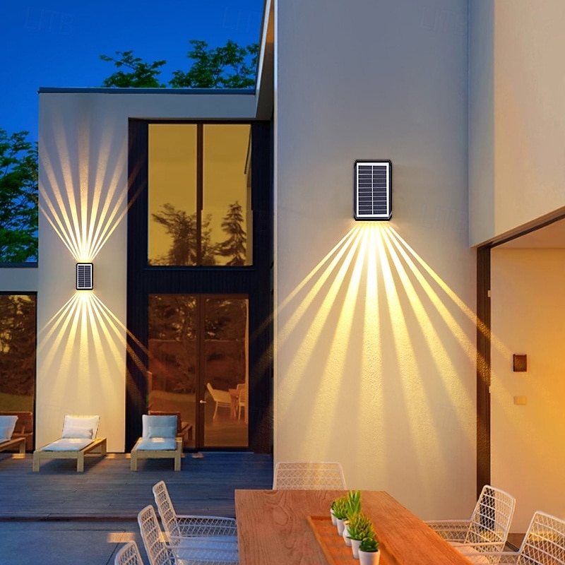 1/2pcs Solar Wall Washer Light Up and Down Lighting Solar Outdoor Wall Lamp Waterproof IP65 Solar Fence Light Yard Garden Garage Pool Deck Lighting Decoration2