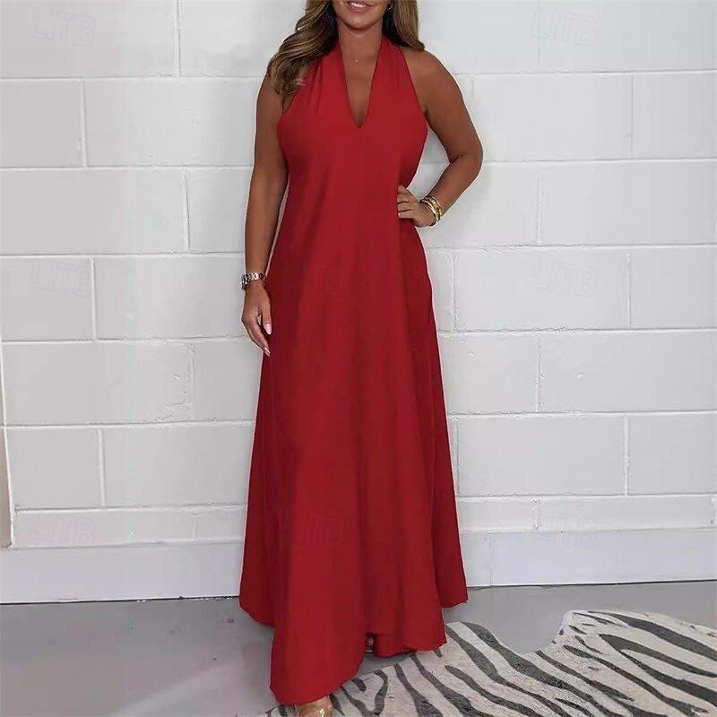 Women's Long Dress Maxi Dress White Dress Casual Dress Maxi Dress Stylish Casual Vacation Daily Date Regular Fit Plain Sleeveless V Neck Black White Wine Summer Spring