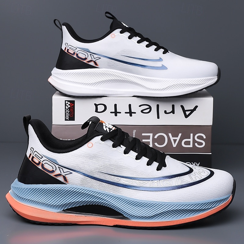 Men's White and Blue Athletic Running Sneakers with Lightweight Design and Cushioned Sole – Breathable Sports Shoes for Active Lifestyle and Fitness3