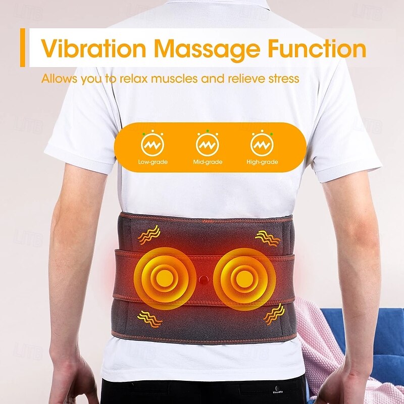 Electric Heating Waist Massage Belt Back Support Massage Belt Far Infrared Vibration Hot Compress Lumbar Brace Therapy Massager4