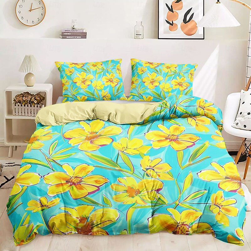 Geometric Vintage Duvet Cover Set Cotton Tropical Plants Pattern Set Soft 3-Piece Luxury Bedding Set Home Decor Gift Twin Full King Queen Size Duvet Cover3