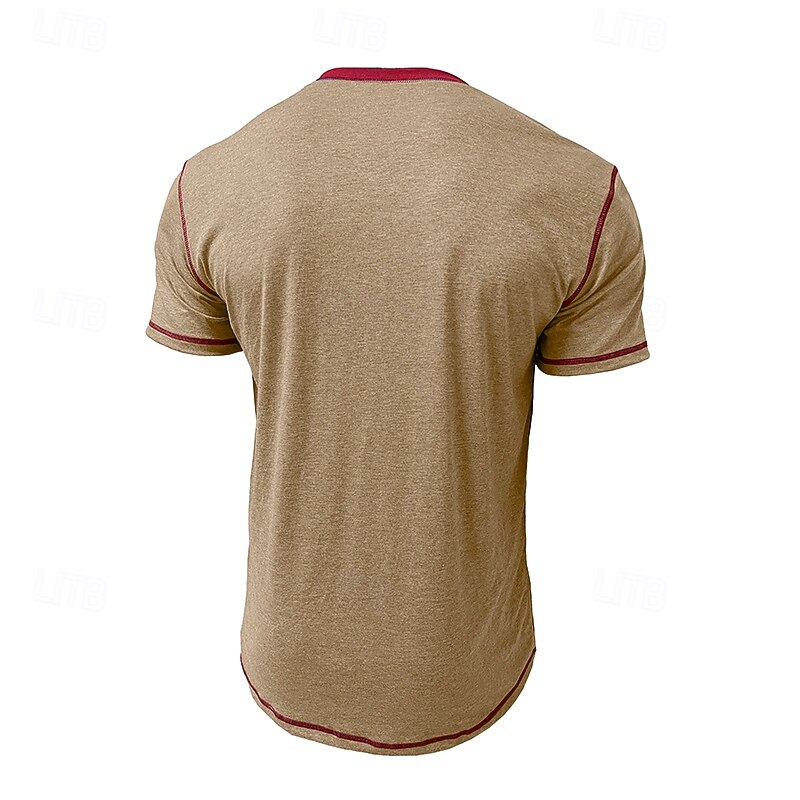 Men's Henley Shirt Tee Henley Top Short Sleeve Solid Color Plain Fashion Designer Casual Pocket Color Block Henley Outdoor Casual Daily Summer All Seasons Black Light Blue Burgundy Henley T-Shirt3