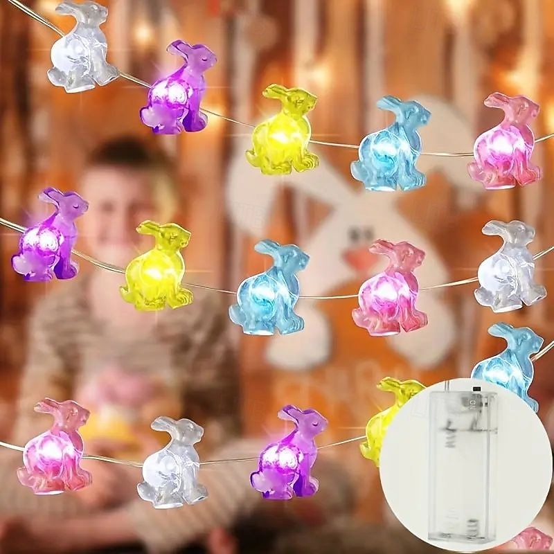 Easter Bunny & Egg LED String Lights – 2M 20LEDs Battery Powered Fairy Lights for Home, Bedroom, and Holiday Party Decor4