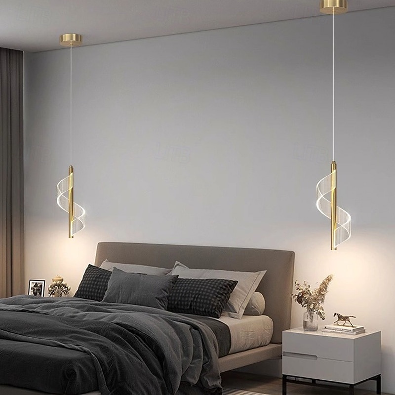Nordic Industrial Art Long Tube Pendant Lamp Iron Ribbon Small Hanging Lamp 30cm 110-240V3