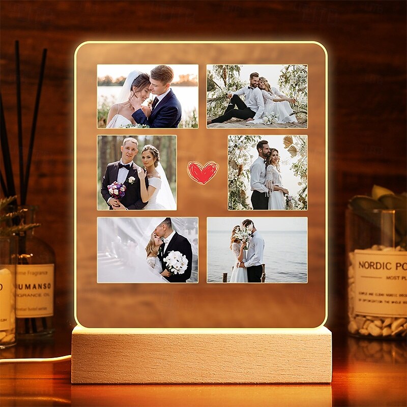Personalized Acrylic Wedding Night Light  – Light Up Photo Frame French Style Customized Photos Romantic Gift for Couples, Anniversaries & Weddings3