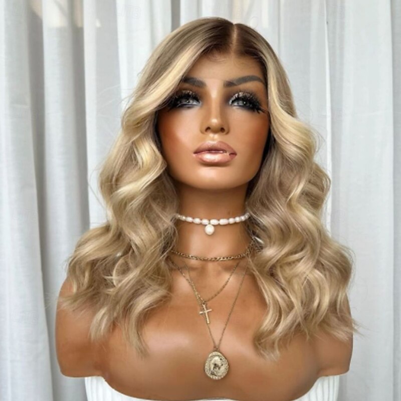Unprocessed Virgin Hair 5x5 Closure 13x4 Lace Front Wig Short Bob Vietnamese Hair Wavy Blonde Multi-color Wig 130% 150% Density with Baby Hair Ombre Hair Highlighted / Balayage Hair Glueless For Women3