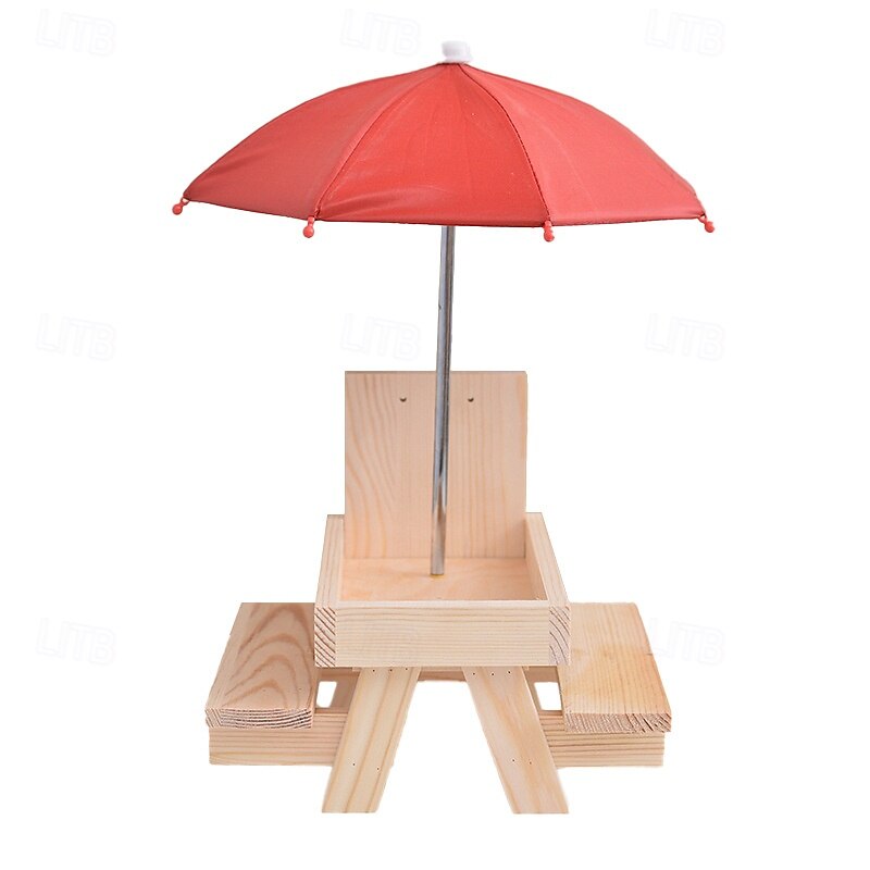 Squirrel Picnic Table Feeder Bird Feeder Squirrel Feeding Table with Umbrella Outdoor Squirrel Feeder, Gift for Squirrel and Chipmunk Lovers (Includes Shichangda3
