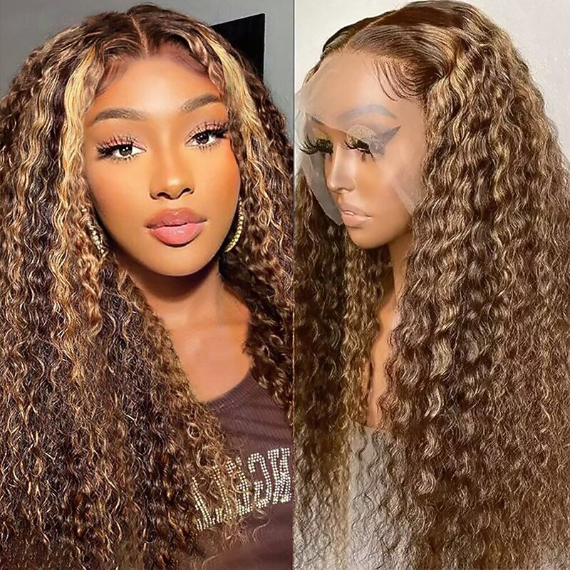 Highlight P4/27 Human Hair Wig 13x4 Front Lace Deep Wave Wig 150% Density3
