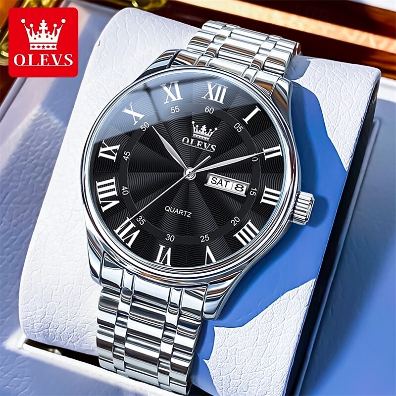 The New Olevs Men'S Business Watch Calendar Week Display Waterproof Dual Calendar Casual Quartz Watch Men'S Sports Watch3