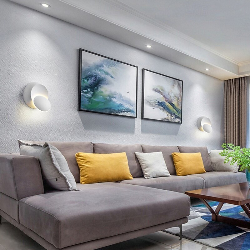 LED Wall Lamp 360 Degree Rotatable Round Crescent Wall Light Night Light Creative Modern Bedside Lamp for Living Room Bedroom Hallway Aisle Corridor 110-240V 5W2