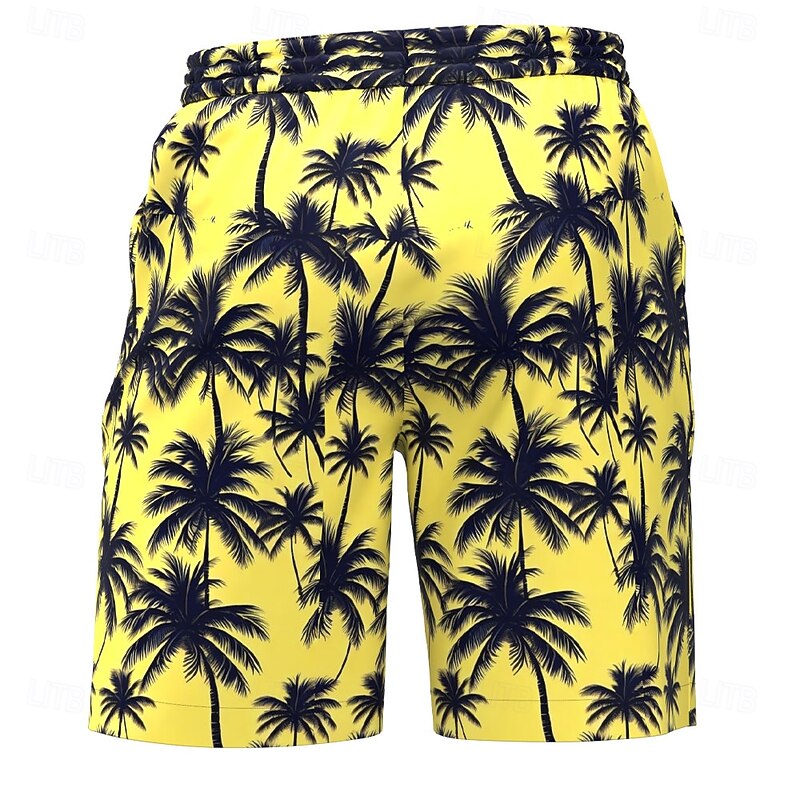Men's Coconut Tree Swim Trunks Swim Shorts Board Shorts Mid Waist Streetwear Hawaiian Casual Holiday Beach Vacation Wear Pocket Drawstring Elastic Waist Designer Clothing Apparel2