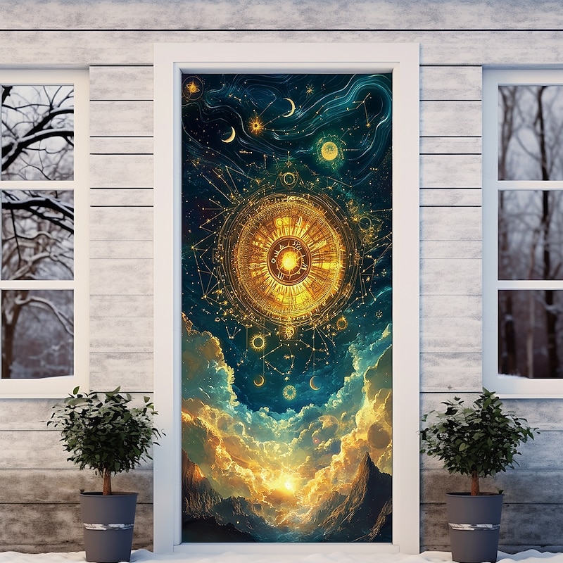 Galaxy Door Decorations Door Covers Door Tapestry Door Curtain Decoration Backdrop Indoor/Outdoor Door Banner for Front Door Farmhouse2