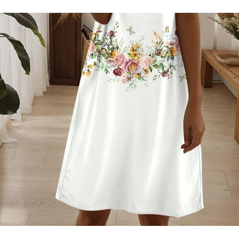 Women's Mini Dress Casual Dress Elegant Tropical Hawaiian Daily Regular Fit Floral Short Sleeve Crew Neck Pearl Black Pink Blue Summer4