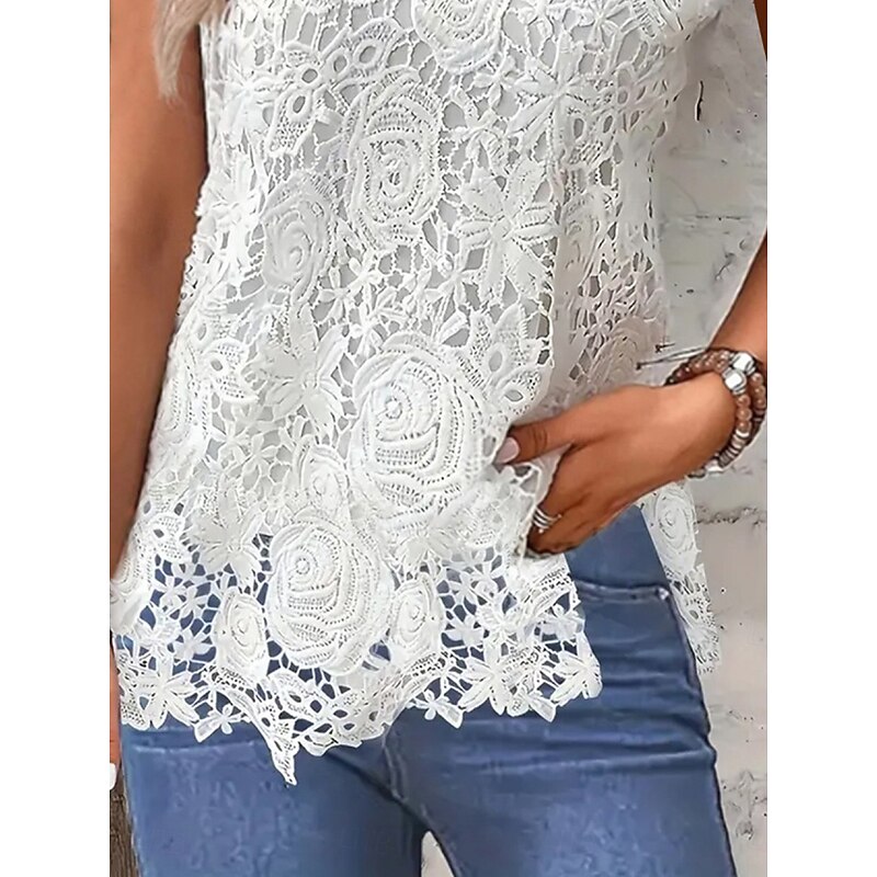 Women's Camisole Tank Top Solid Color Stylish Casual Sleeveless Square Neck Regular Tops Daily Lace Patchwork Black White Pink Red Blue Summer Spring3