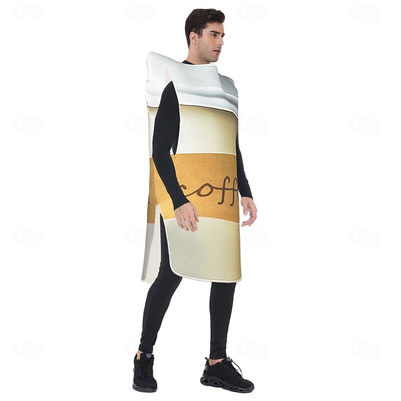 Coffee Halloween Cosplay Costume Outfits Funny Costumes Cosplay Adults' Men's Women's Halloween Carnival Mardi Gras Performance Party Easy Halloween Costumes Dress Up3