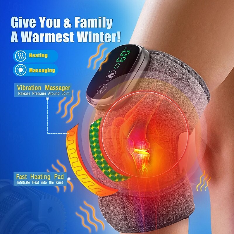 Heated Knee Massager Shoulder Brace 3-In-1 Heated Knee Elbow Shoulder Brace Wrap Vibration Knee Heating Pad 3 Adjustable Vibrations And Heating Modes for Knee Elbow Shoulder Relax Leg Warmers4