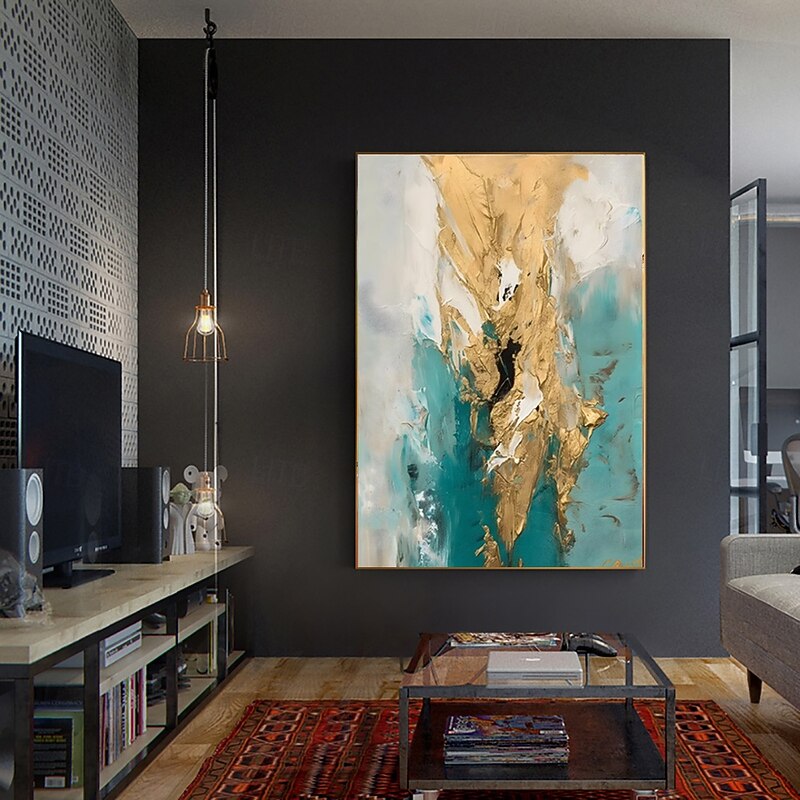 Handmade Oil Paintings Canvas Wall Art Decoration Modern Abstract Golden  Texture for Home Living Room Decor Rolled Frameless Unstretched Painting3
