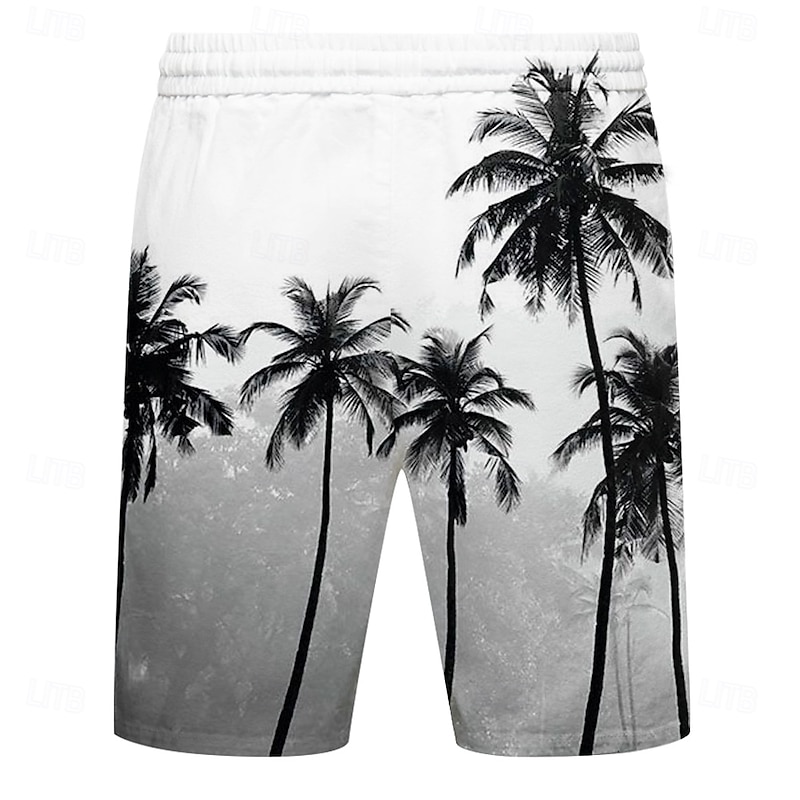 Men's Coconut Tree 3D Print Swim Trunks Swim Shorts Board Shorts Mid Waist Hawaiian Casual Vacation Holiday Beach Wear Side Pockets Mesh Lining Elastic Drawstring Waist Designer Clothing Apparel2