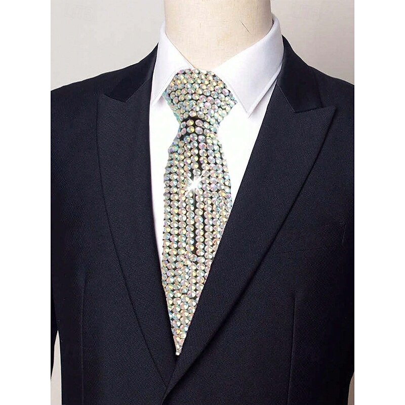 Rhinestone Diamond-Style Tie for Men and Women – Sparkling Faux Diamond Detail for Formal Events, Parties and Special Occasions