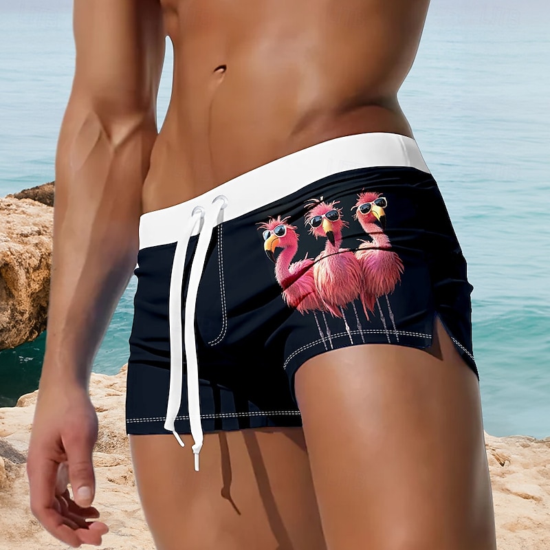 Men's Chick Funny Swim Shorts Board Shorts Swimming Trunks Mid Waist 3D Print Hawaiian Surfing Holiday Beach Drawstring with Mesh lining Elastic Waist Designer Clothing Apparel