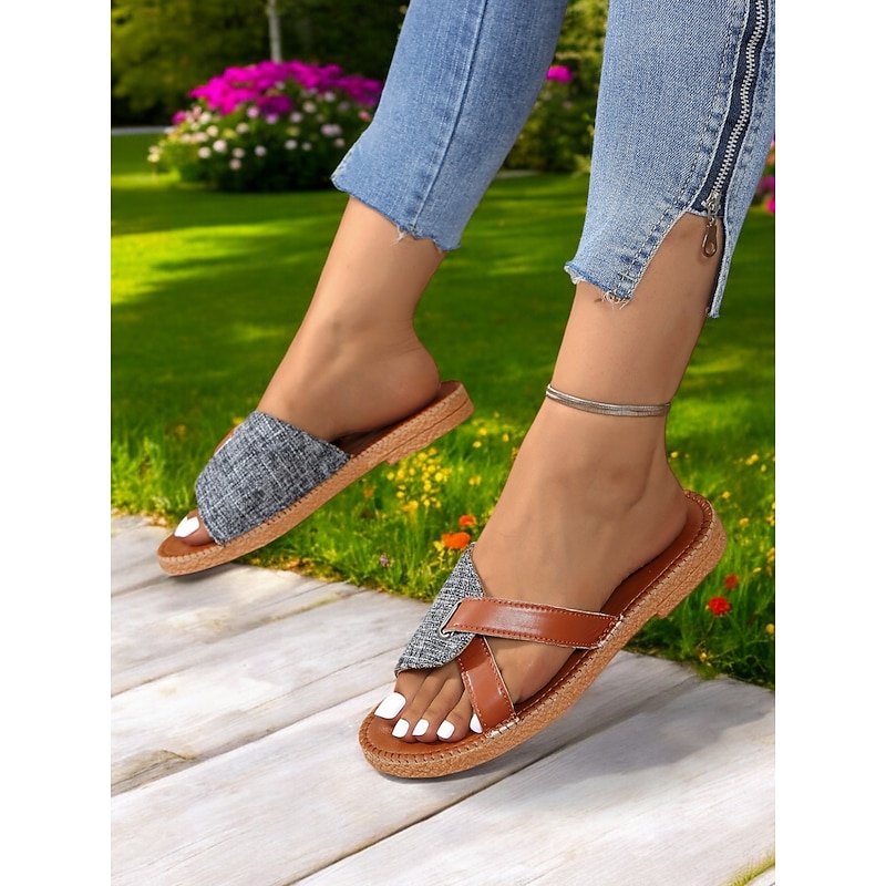 Contrast Color Slide Sandals for Women – Comfortable Open-Toe with Stylish Strap Design for Everyday Casual Wear4