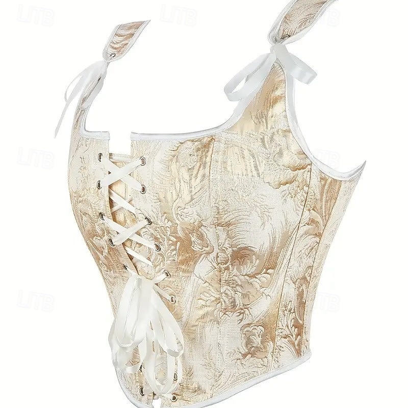 Retro Vintage Medieval Renaissance Corset Vest Bustier 13 Bones Floral Jacquard Fancy Dress Women's Celtic Fantasy Royal Halloween Carnival Party Casual Daily LARP Adults' Corset3